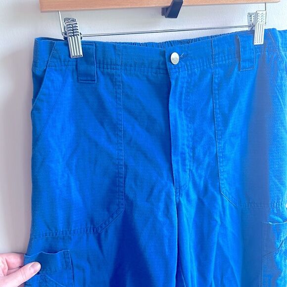 Men’s Carhartt Royal Blue Scrub Pants Textured Cargo Small Short - Picture 4 of 8